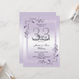 Invitation Améthyste Gemme & Paillettes 33e Anniversaire de M