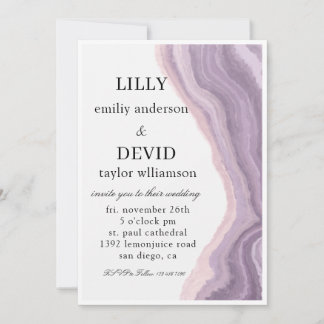 Invitation Améthyste Marbre Violet Minimal