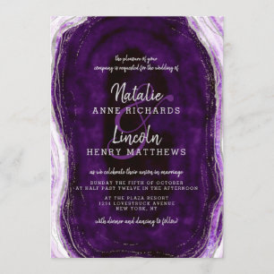Invitation Améthyste Mariage de tranche d'agate de géode viol
