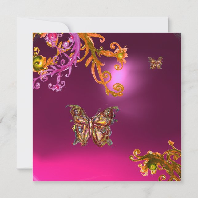 Invitation AMÉTHYSTE PAPILLON, violet rose vif jaune marron (Devant)