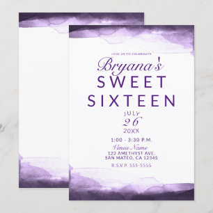 Invitation Améthyste Prune Pourpre Moderne Chic Fête Douce 16