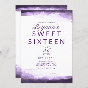 Invitation Améthyste Purple Plum Modern Chic Sweet 16 Party