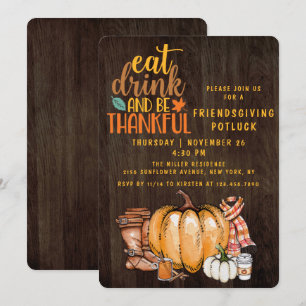 Invitation Amical Potluck Diner Moderne Aquarelle