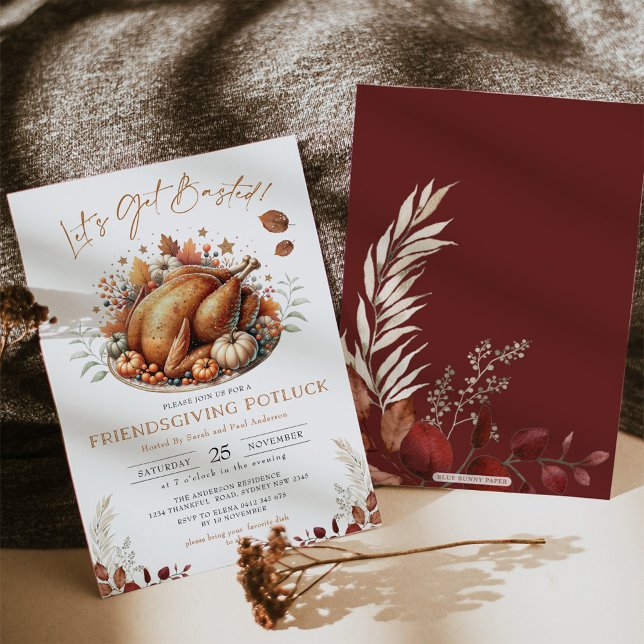 Invitation Amical Potluck Fall Thanksgiving Dîner (Créateur téléchargé)