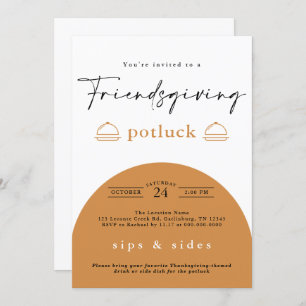 Invitation Amical Thanksgiving Modern Potluck Dîner