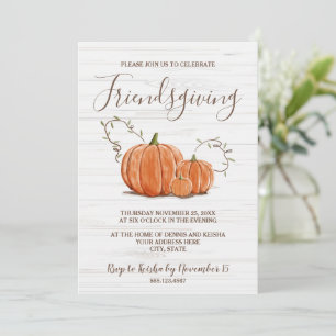 Invitation Amical Thanksgiving Watercolor Citrouille