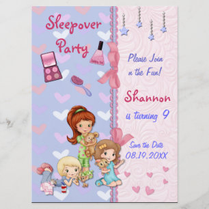 Invitation Amies de soirée pyjama Fête d'anniversaire