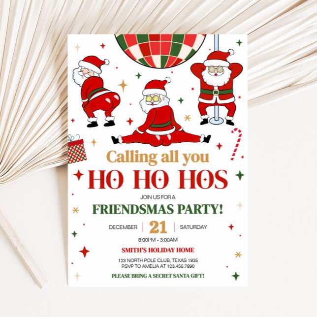 Invitation Amies Père Noël Funny Christmas Party (Friendsmas Santa Christmas Party Invitation
)