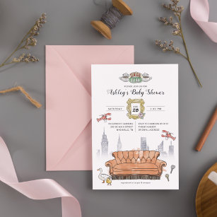 Invitation AMIS™   Baby shower Central Perk Watercolor