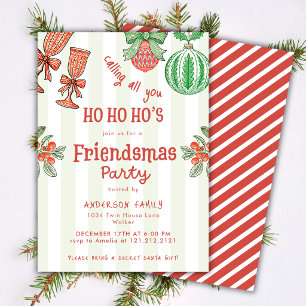 Invitation Amis de Festive Fête de Noël Rayures Drôles