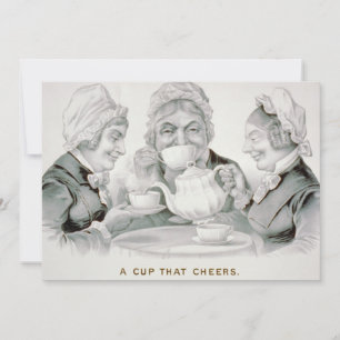 Invitation Amis de la fête du thé vintage, une tasse qui réco