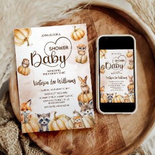 Invitation Amis de la forêt Fête de bébé à l'automne de citro