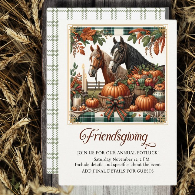 Invitation Amis de la mode pour la fête de Thanksgiving Cheva (Friendsgiving for Horse Lovers!)