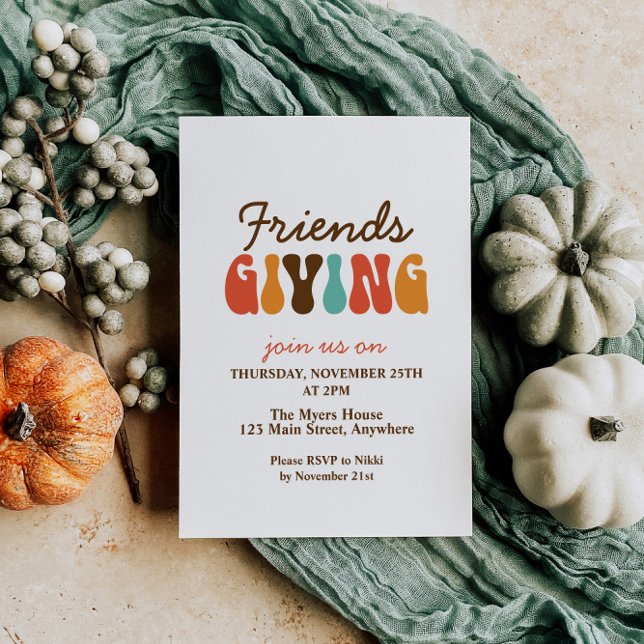 Invitation amis de Thanksgiving rétro offrant (Créateur téléchargé)