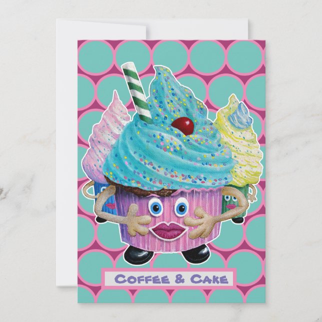 Invitation Amis décontractés et drôles, gâteau de famille et  (Devant)