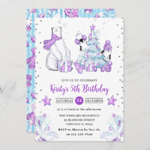 Invitation Amis d'hiver Ours polaire et Anniversaire de enfan
