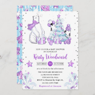 Invitation Amis d'hiver Ours polaire et Baby shower de pingou