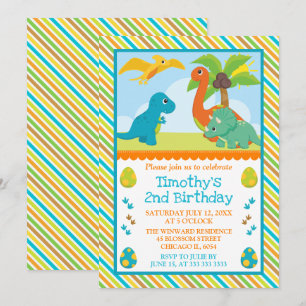 Invitation Amis dinosaures mignons Anniversaire enfants