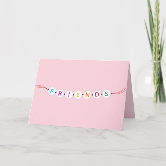 Invitation Amis mignon bracelet d'amitié rose Valentin (Devant)