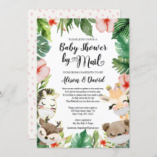 Invitation Amis Safari   Baby shower FILLE par courrier