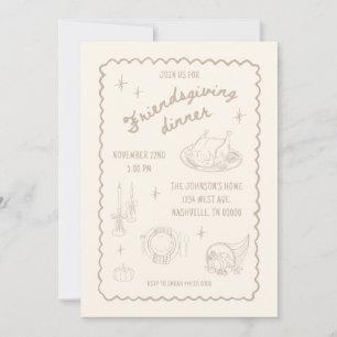 Invitation Amitié Thanksgiving Neutre esthétique