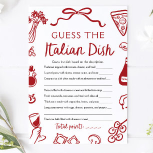 Invitation Amore Devinez le Plat Italien Jeu de Baby Shower p