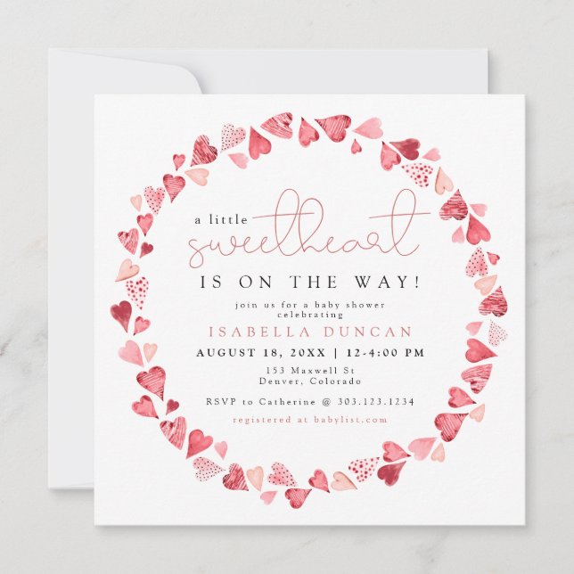 Invitation AMORE Petit Ami Baby shower Saint Valentin (Devant)