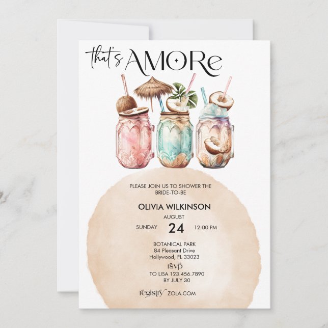 Invitation Amore | Réception de mariage à l'aquarelle (Devant)