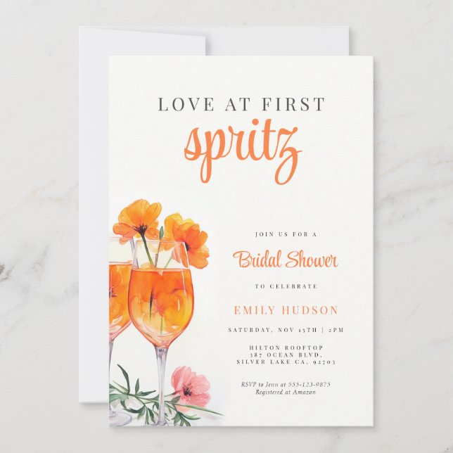 Invitation Amour à la Fête des mariées First Spritz (Devant)