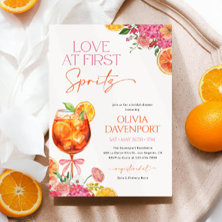 Invitation Amour à la Fête des mariées florale First Spritz C