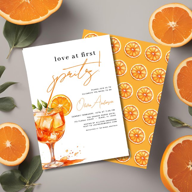 Invitation Amour à la Fête des mariées orange First Spritz (Créateur téléchargé)