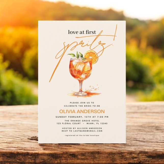 Invitation Amour à la Fête des mariées orange First Spritz (Créateur téléchargé)