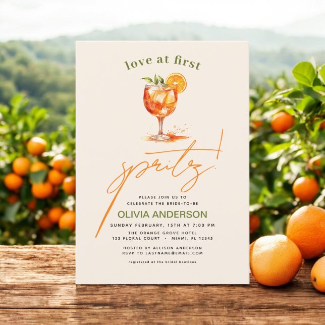 Invitation Amour à la Fête des mariées orange First Spritz (Créateur téléchargé)