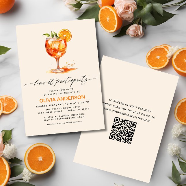 Invitation Amour à la Fête des mariées orange First Spritz (Créateur téléchargé)