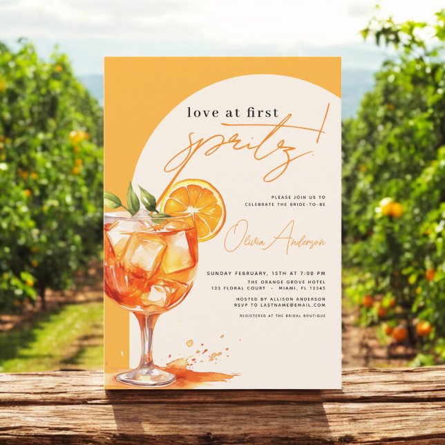 Invitation Amour à la Fête des mariées orange First Spritz (Créateur téléchargé)