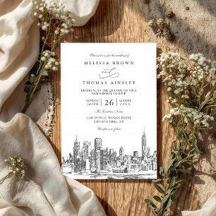 Invitation Amour à New York Mariage élégant moderne avec code
