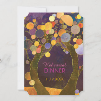 Invitation Amour Arbres dans Purple Mariage Dîner de répétiti