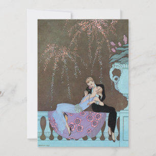 Invitation Amour Art Déco vintage, Feu d'Engagement