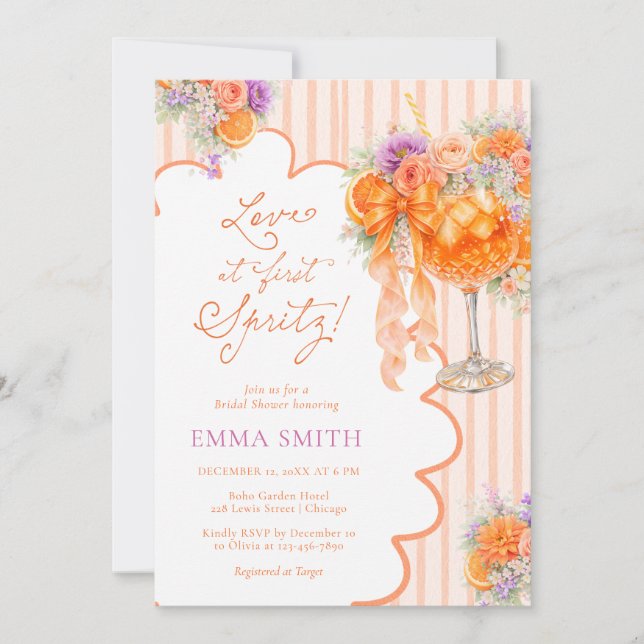 Invitation Amour au premier Spritz Aperol Shower de Mariée  (Devant)