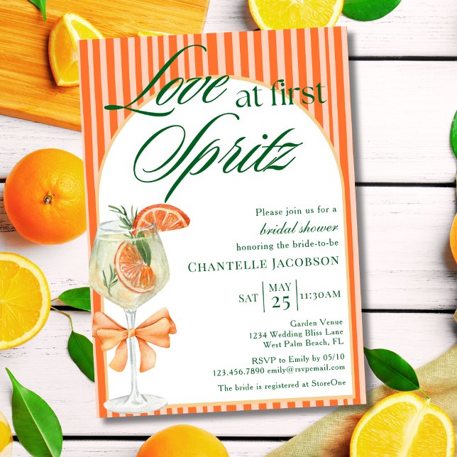 Invitation Amour au Premier Spritz Bow Cocktail Enterrement d (Créateur téléchargé)