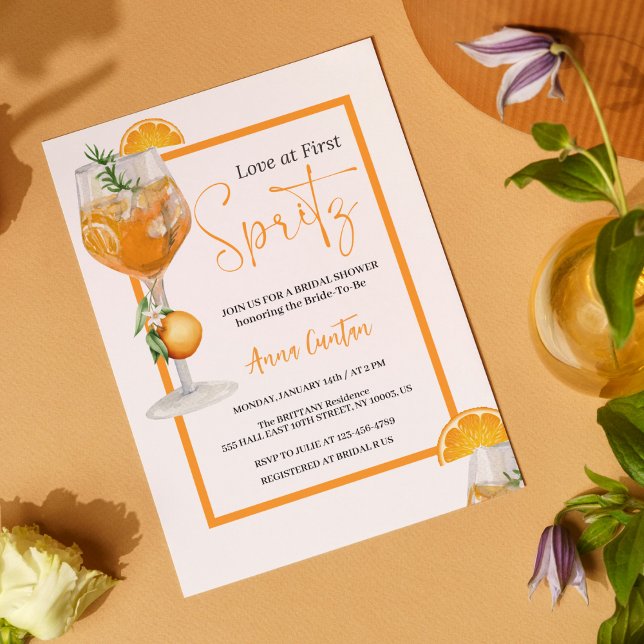 Invitation Amour au Premier Spritz Cocktail de Fête de Fiança (Love at First Spritz Bridal Shower Invitation, Aperol Invite, Citrus Bridal Brunch Orange citrus)