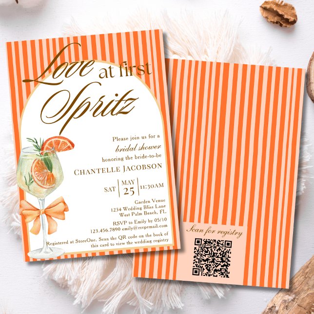 Invitation Amour au Premier Spritz Code QR Fête de Mariage Or (Créateur téléchargé)