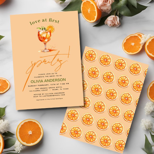 Invitation Amour au Premier Spritz Fête de Mariage Orange (Créateur téléchargé)