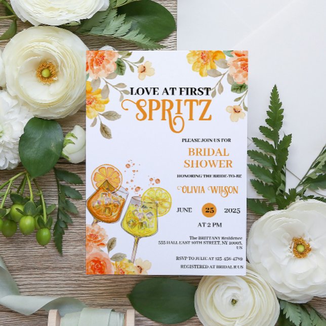 Invitation Amour au premier Spritz Floral Cocktail Shower de  (Love at First Spritz )