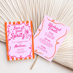 Invitation Amour Au Premier Spritz Pink Orange Bachelorette