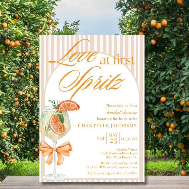Invitation Amour au premier Spritz Rayures Bohèmes Réception  (Créateur téléchargé)