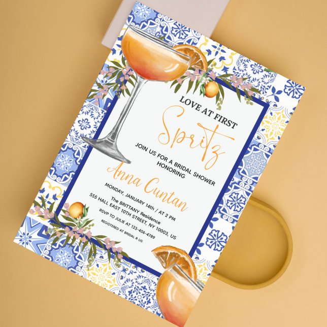 Invitation Amour au Premier Spritz Réception de Mariage Médit (Love at First Spritz Bridal Shower)