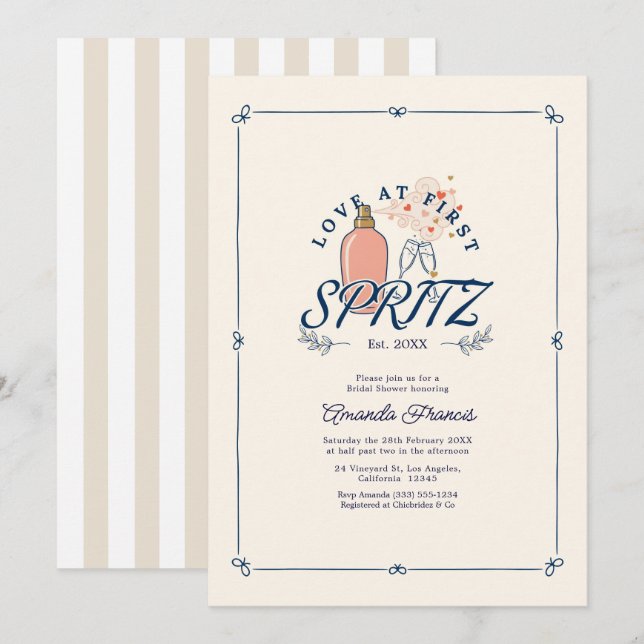 Invitation Amour au premier Spritz Shower de mariage Préparat (Devant / Derrière)