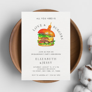 Invitation Amour & Burgers Monogram I Do BBQ Engagement Party