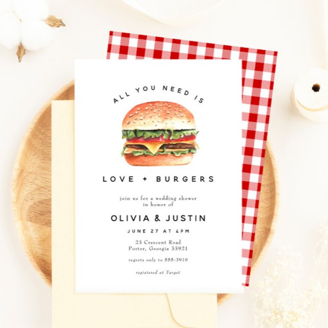 Invitation Amour + Burgers Pique-nique BBQ Mariage Baby Showe (Créateur téléchargé)